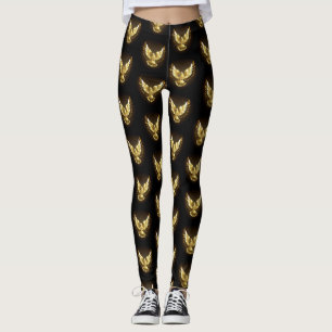 Nep gouden folie vredesduif op zwart leggings