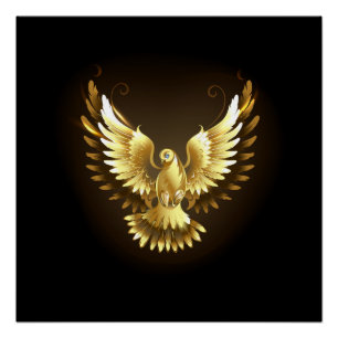 Nep gouden folie vredesduif op zwart perfect poster