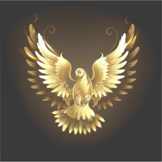 Nep gouden folie vredesduif op zwart sticker (Voorkant)