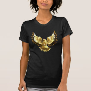 Nep gouden folie vredesduif op zwart t-shirt