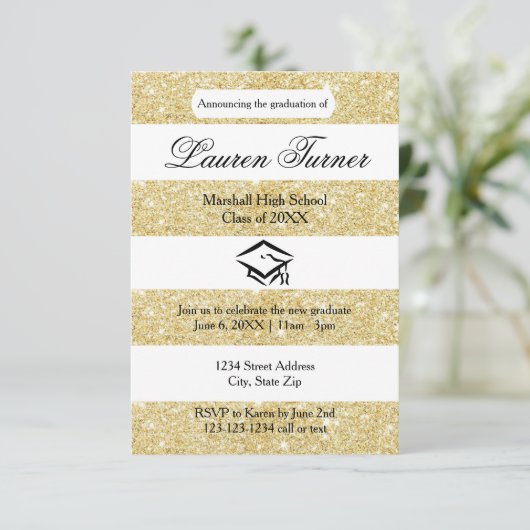 Nep gouden glinsterstreep - 3x5 graduele aankondig kaart (Staand voorkant)