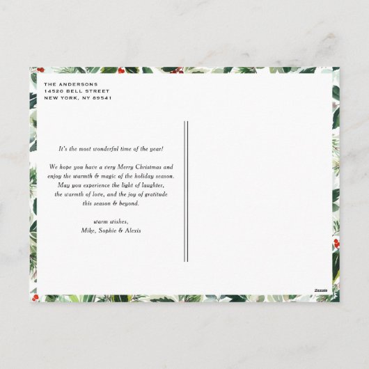 Nep gouden glitter drie foto collage Kerstmis Feestdagenkaart (Achterkant)