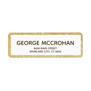 Nep gouden glitter folie retouradres etiket
