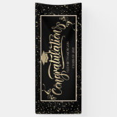 Nep gouden glitters afstudeerhoed, confetti spandoek (Verticaal)