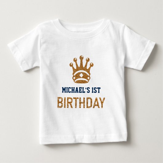 Nep gouden glitters kroonprins kroon verjaardag (Voorkant)