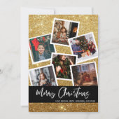 Nep gouden glitters Multi foto Prettig kerstfeest (Voorkant)
