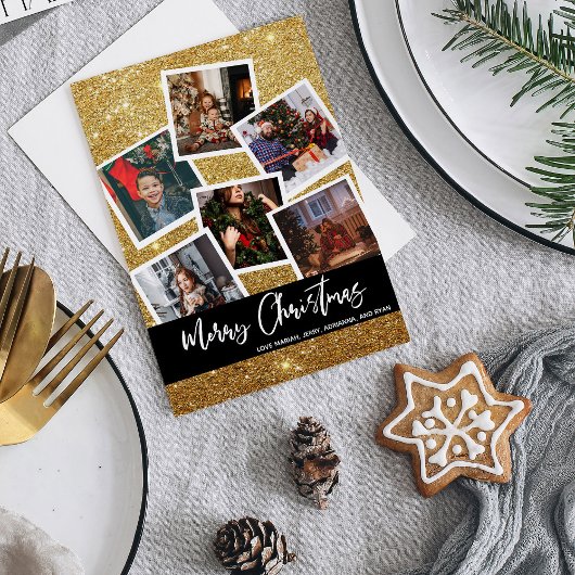 Nep gouden glitters Multi foto Prettig kerstfeest