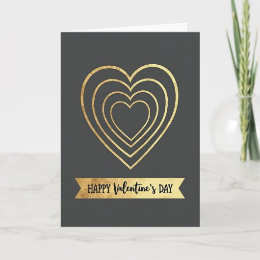 Nep gouden harten Valentijnsdag kaart (Voorkant)