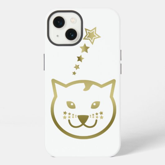 Nep gouden kattengezicht - Aangepaste achtergrondk iPhone Hoesje (Achterkant)
