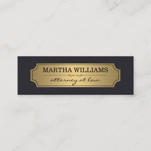 Nep gouden lijst met leren achtergrond mini visitekaartje (Voorkant)