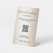 Nep gouden metalen chic make-up digitale QR-prijs Reclamebord Met Voetstuk (Voorkant)