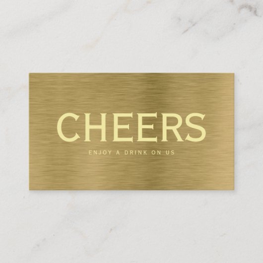 Nep gouden metalen textuur gratis drankjes ticketk informatiekaartje (Voorkant)