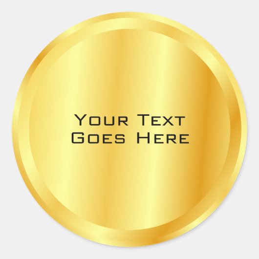 Nep Gouden Metallic Uiterlijk Aangepaste Sjabloon Ronde Sticker (Voorkant)