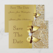 Nep gouden pailletten en strik bruiloft Save The D Date (Voorkant / Achterkant)