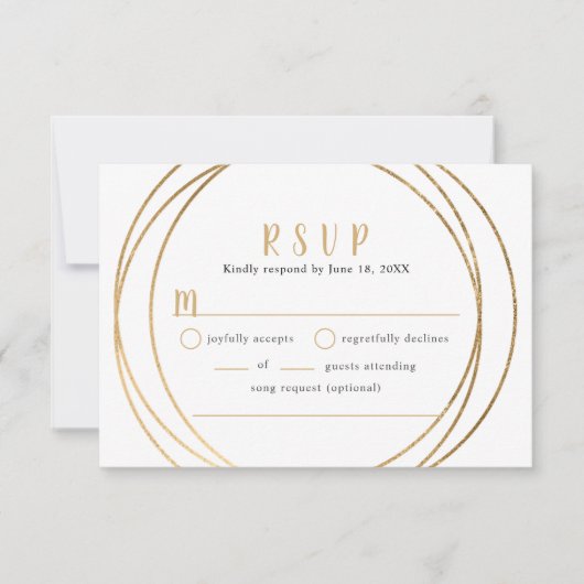 Nep gouden ronde geometrische bruiloft buffet RSVP (Voorkant)