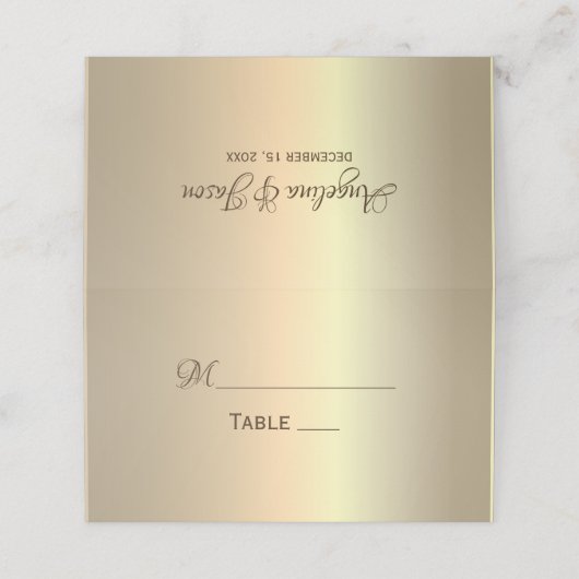 Nep gouden trouw plaatskaartje (Buitenkant ongevouwen)