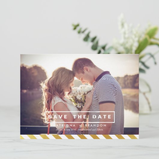 NEP GOUDFOLIE FOTO SAVE THE DATE-AANKONDIGING SAVE THE DATE (Staand voorkant)