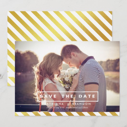 NEP GOUDFOLIE FOTO SAVE THE DATE-AANKONDIGING SAVE THE DATE (Voorkant / Achterkant)