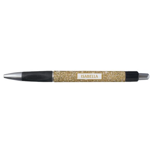 Nep goudgele glitter textuur uitzicht met naam pen (Voorkant)