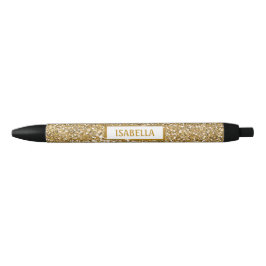 Nep goudgele glitter textuur uitzicht met naam zwarte inkt pen