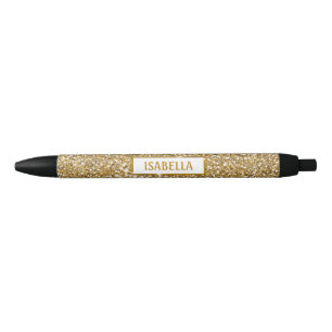Nep goudgele glitter textuur uitzicht met naam zwarte inkt pen