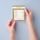 Nep goudgele glittertextuur & aangepaste tekst flyer (Hand)