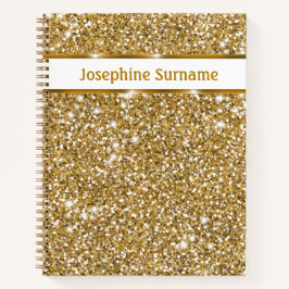 Nep goudgele glittertextuur & aangepaste tekst notitieboek