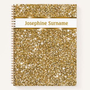 Nep goudgele glittertextuur & aangepaste tekst notitieboek