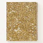 Nep goudgele glittertextuur & aangepaste tekst notitieboek (Achterkant)