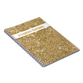 Nep goudgele glittertextuur & aangepaste tekst notitieboek (Rechterzijde)