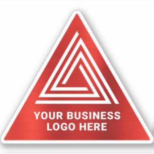 Nep helderrood folie driehoekig logo sticker