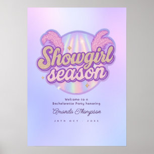 Nep holografisch discoshowgirl vrijgezellenfeest poster