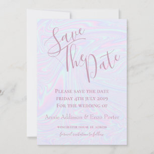 Nep holografisch effect textuur blauw save the date