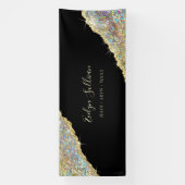 Nep holografisch goud glitter spandoek (Verticaal)