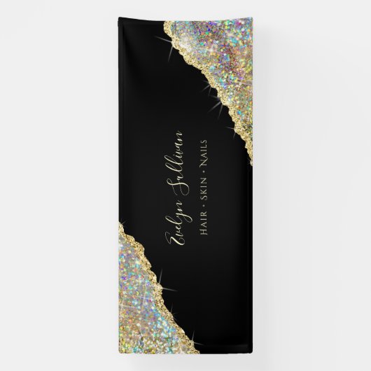 Nep holografisch goud glitter spandoek (Verticaal)