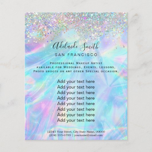 NEP holografisch iriserend en nep glitters Flyer (Voorkant)
