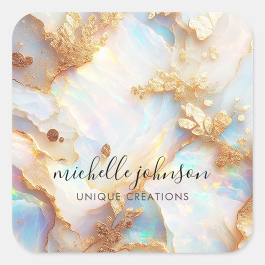 Nep Holografisch Iriserend Opalijn Kristal Creatie Vierkante Sticker (Voorkant)