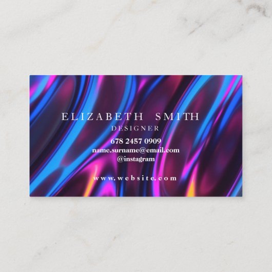 Nep holografisch neon professioneel visitekaartje (Achterkant)