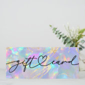 nep holografische opal achtergrond cadeaubon (Staand voorkant)