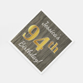 Nep Hout, Nep Goud 94ste verjaardag + Eigen Naam Servetten (Hoek)