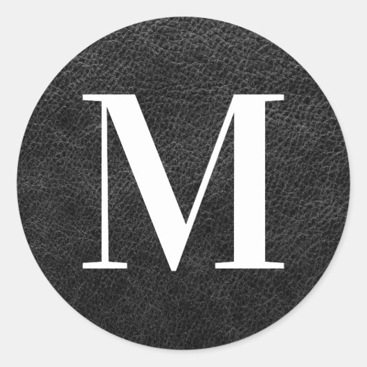 Nep imitatieleer moderne monogram ronde sticker (Voorkant)