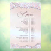 Nep Iridescent Roze Glitter Folie Diensten Menu Raamsticker (Vel 3)