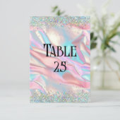 Nep Iridescente Folie & Glitter Bruiloft Tafel Num Kaart (Staand voorkant)
