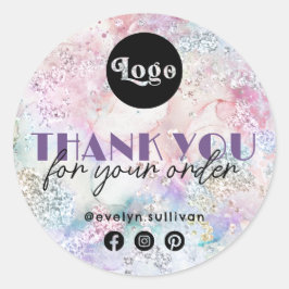 Nep iriserende glitter waterverf ronde sticker