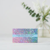 Nep iriserende glitters visitekaartje (Staand voorkant)