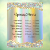 Nep iriserende gouden folie glitters Openingstijde Raamsticker (Vel 3)