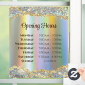 Nep iriserende gouden folie glitters Openingstijde Raamsticker (Huis)