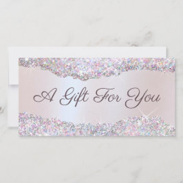 Nep iriserende roze glitter folie cadeaubon