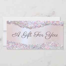 Nep iriserende roze glitter folie cadeaubon