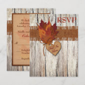 NEP Jute Houten Bladeren Hart Trouw Antwoordkaart RSVP Kaartje (Voorkant / Achterkant)